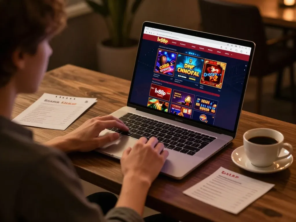 Experience dynamic betting on lv88p with online casino setup showcasing laptop and strategy notes.