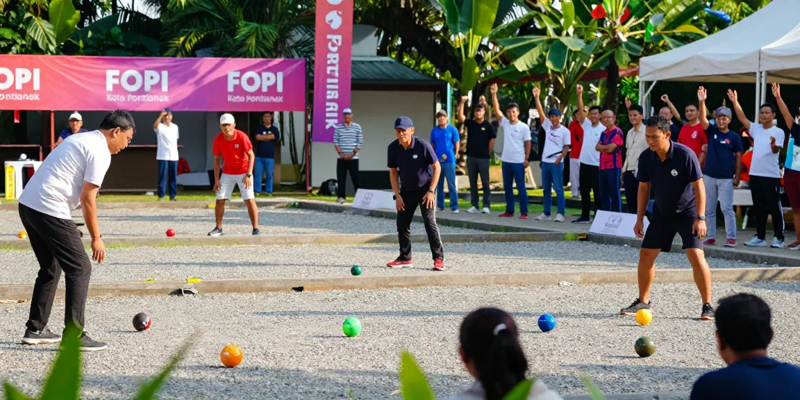 Players engaged in a thrilling petanque match at fopikotapontiana.org event, showcasing community spirit.