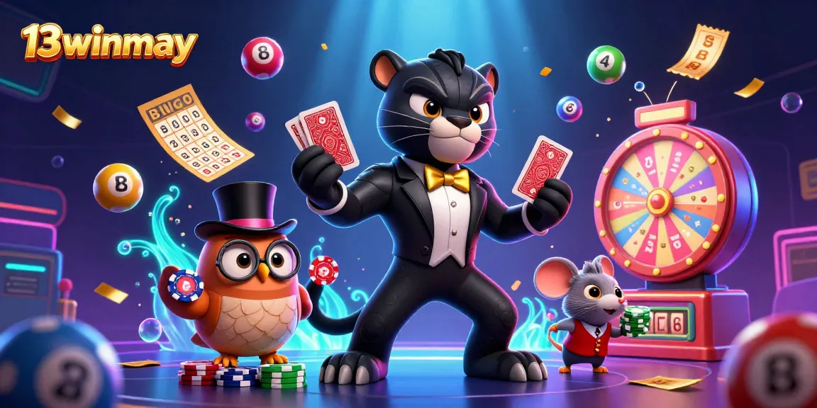 Experience vibrant gameplay with 13winmay as a stylish panther deals cards with charming companions.