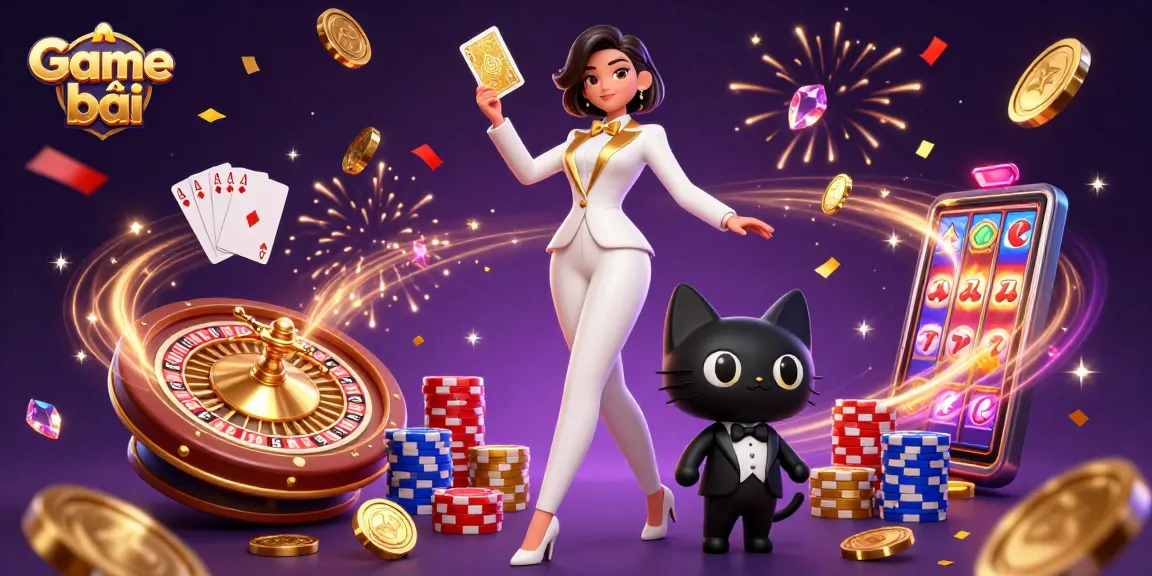 Experience thrilling Game bài action with a glamorous dealer and lucky symbols in a vibrant casino setting.