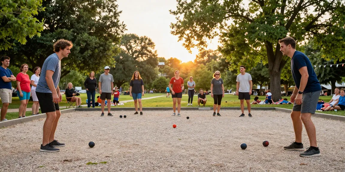 Players enjoying petanque at a community event promoting fopikotamanado.org.