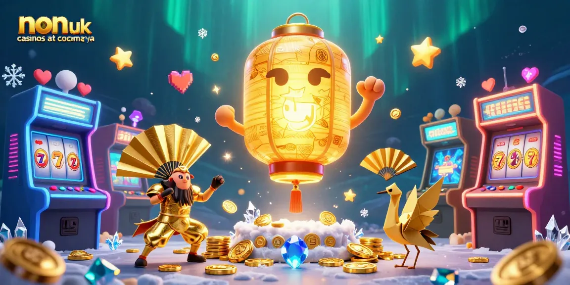 Discover exciting action at non uk casinos at cocomaya featuring vibrant gaming elements and a golden lantern spirit.