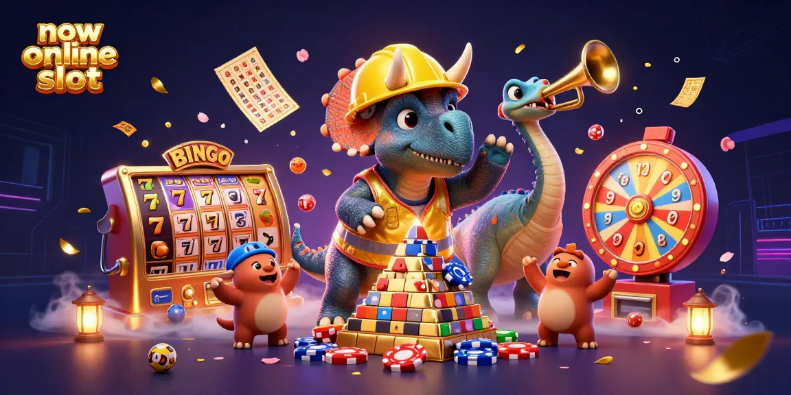 Experience excitement with new online slot sites featuring vibrant slot reels and animated casino characters.