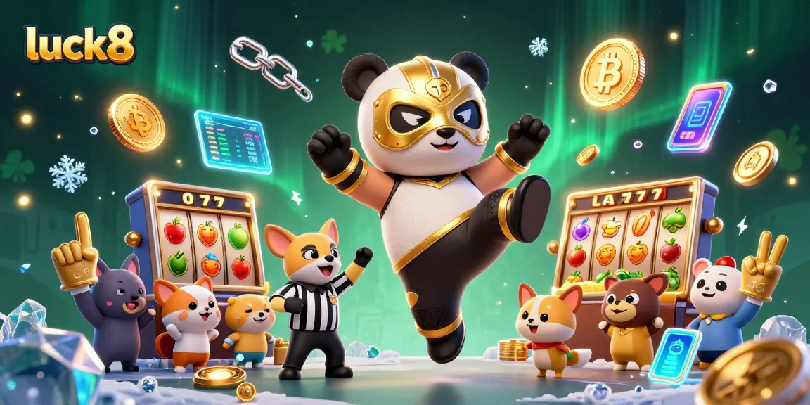 Experience excitement with luck8 during a thrilling slot game match featuring vibrant panda and chihuahua characters.
