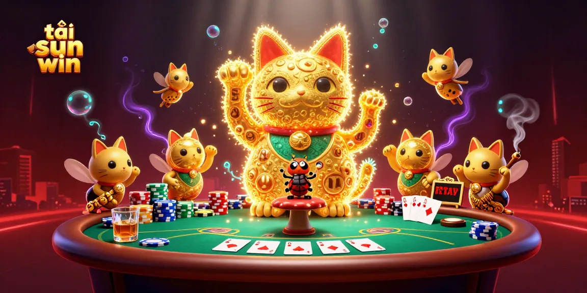 Experience excitement as you tải sun win with a lively lucky cat and vibrant casino elements.